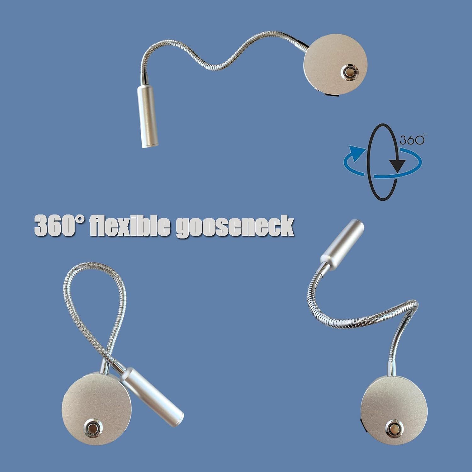 Lampe De Lecture Col De Cygne Flexible 3W + 9W 3000K