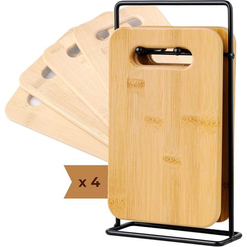 Kalanka-Planche À Découper En Bois Avec Support (Pack 4). Planche À Découper Professionelle En Bois Multifonctionnelle Pour Couper Et Hacher La Viande, Les Saucisses, Le Fromage, Le Pain... Planche B