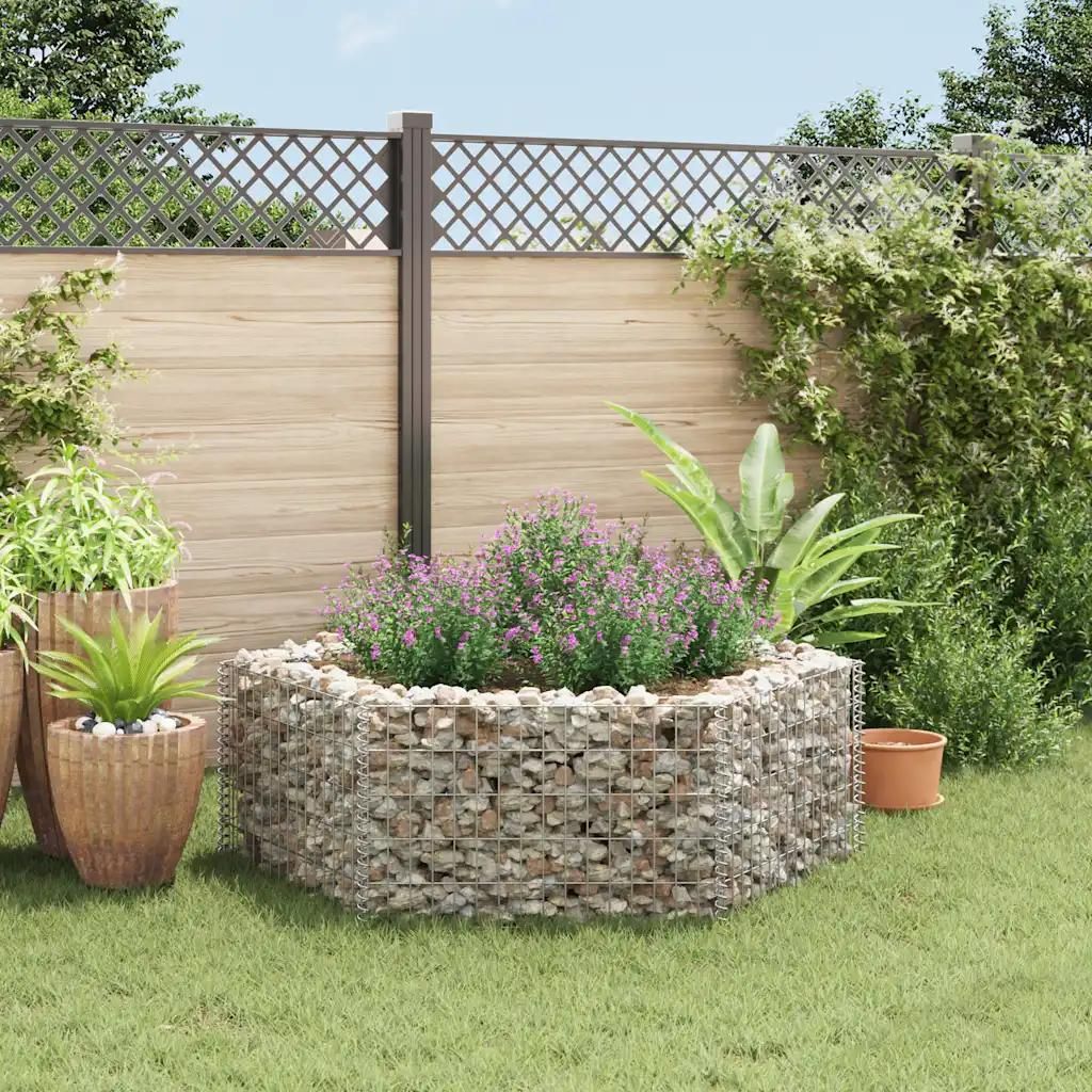 Lit Surélevé À Gabion Hexagonale - Vidaxl - 160x140x50 Cm - Acier Galvanisé - Gris