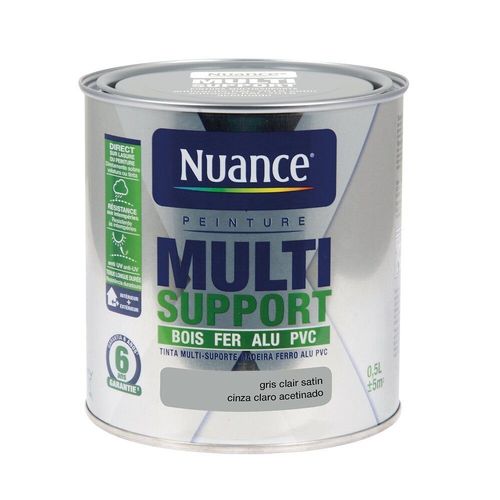 Peinture Multi-support intérieur/extérieur. Gris Clair Satin 0.5L
