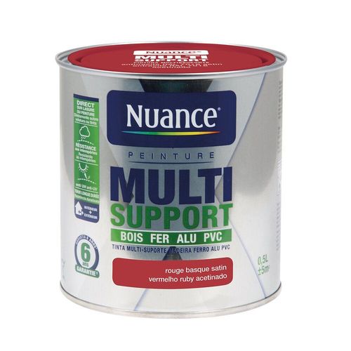 Peinture Multi-support intérieur/extérieur. Rouge Basque Satin 0.5L