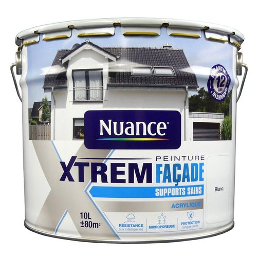 Peinture façade Xtrem - Supports sains - Acrylique - Blanc - 10L
