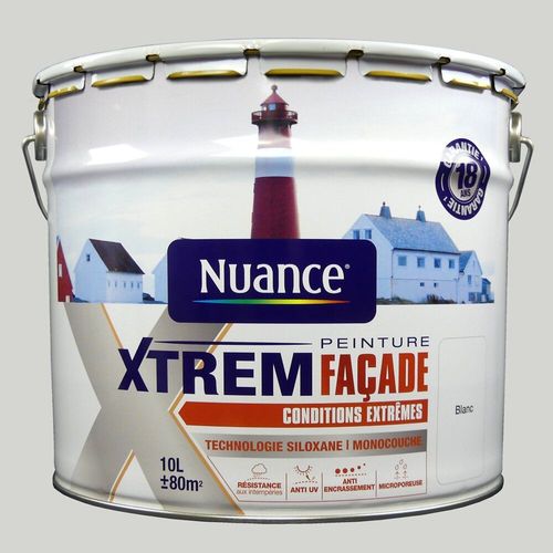 Peinture façade siloxane Xtrem - Conditions extrêmes - Blanc - 10L