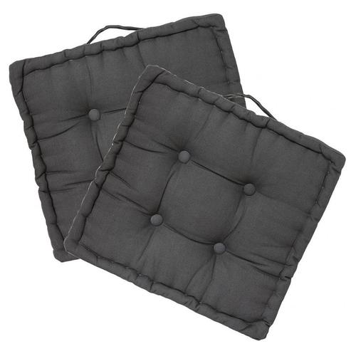 Coussin De Sol - Lot De 2 - 40 X 40 Cm - Gris Foncé