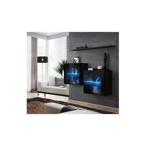 Ensemble Meuble Tv Mural - Switch Sb Iii - 130 Cm X 110 Cm X 30 Cm - Noir