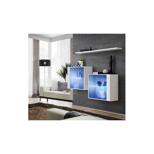 Ensemble Meuble Tv Mural - Switch Sb Iii - 130 Cm X 110 Cm X 30 Cm - Blanc