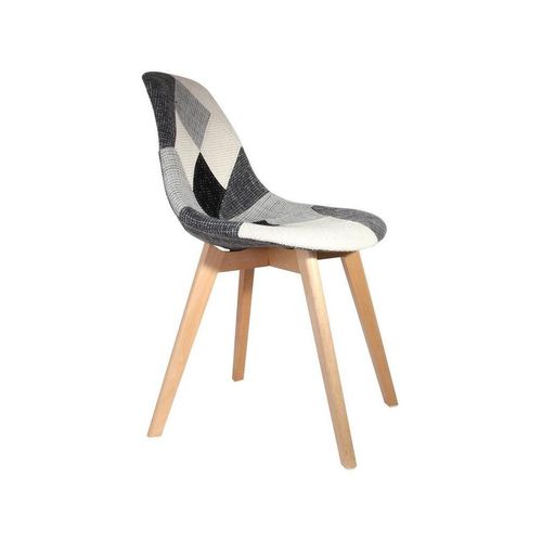 Chaise Patchwork Noir Et Blanc | H 85 X P 54 X L 46,50 Cm | Pieds En Bois Brut | Design Scandinave