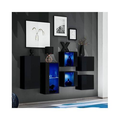 Ensemble Meuble Mural Switch Sb Iv - L 150 X P 30 X H 80 Cm - Noir