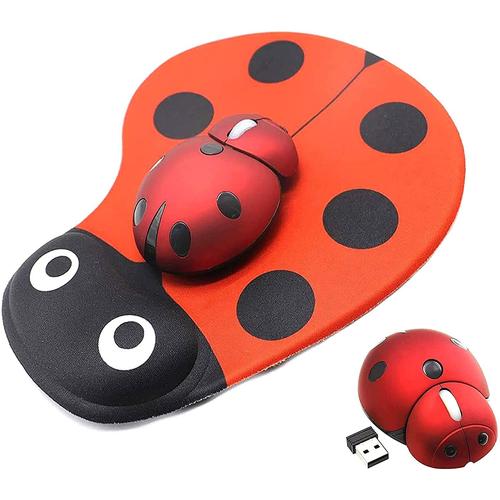 Souris sans fil avec tapis de souris, souris sans fil Animal mignon, souris optique Mobile Portable