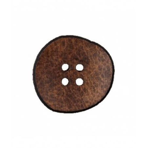 Bouton Recyclé Cuir 20 Mm X 2 Motif Brut - Union Knopf Marron