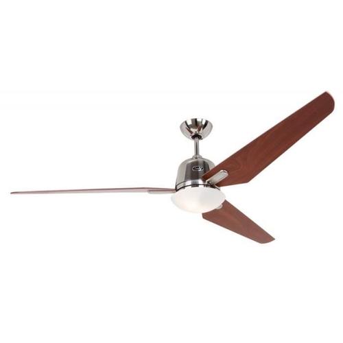 Ventilateur de plafond DC Eco AVIATOS BN-KI, moderne 132 Cm chrome brossé, pales érable avec lampe ultra silencieux