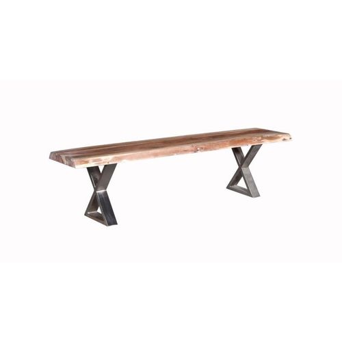 Banc De Table - Pieds Croisés En Métal Chromé - Goa - L 200 X L 36 X H 45 Cm - Marron