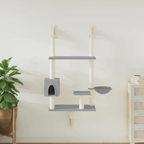 Vidaxl Arbre À Chat Mural Avec Griffoir Gris Clair 153 Cm