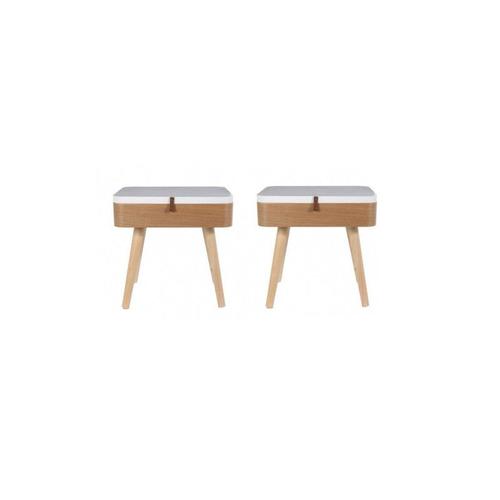 Lot De 2 Tables De Chevet En Bois Avec Rangement - Elin - 40 X 30,5 X 54 Cm