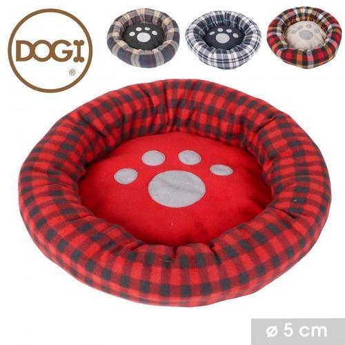 Panier Pour Chien Écossais Décor Patte De Chien Dogi - 3 Coloris Différents - Tissus - D 55cm