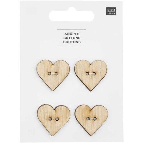 Boutons En Bois En Forme De C¿Ur X4 De Rico Design : Une Touche D'amour Naturelle Pour Vos Créations Bébé Blanc