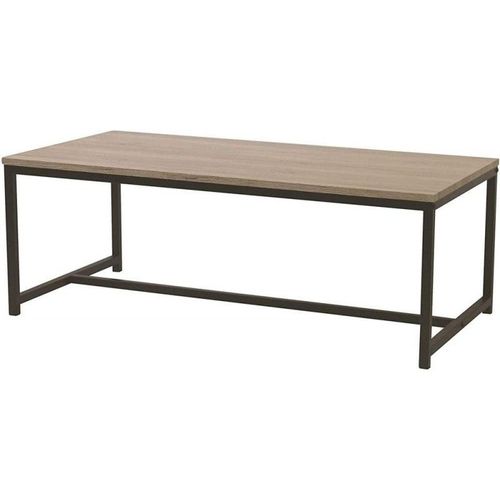 Table Basse Rectangulaire Loft - Noir Et Bois - Métal Et Bois - 100 X 50 X 36 Cm