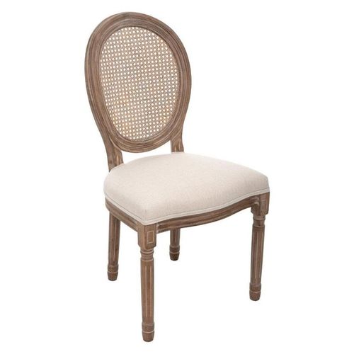 Chaise En Cannage Cleon - Beige Lin - L 55,5 X H 95,5 Cm - Collection Atelier D'hiver