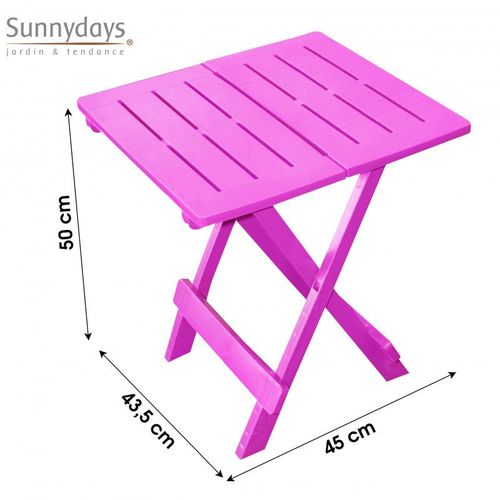 Table De Jardin Pliante Adige - Rose Fuchsia - Plastique - L 45 X P 43.5 X H 50 Cm