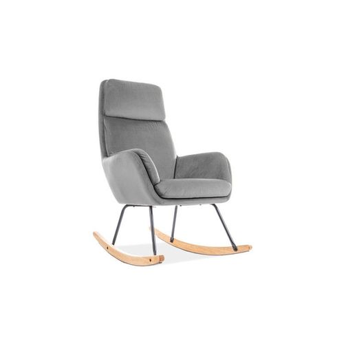 Fauteuil Rocking Chair En Velours - Gris - H 106 Cm