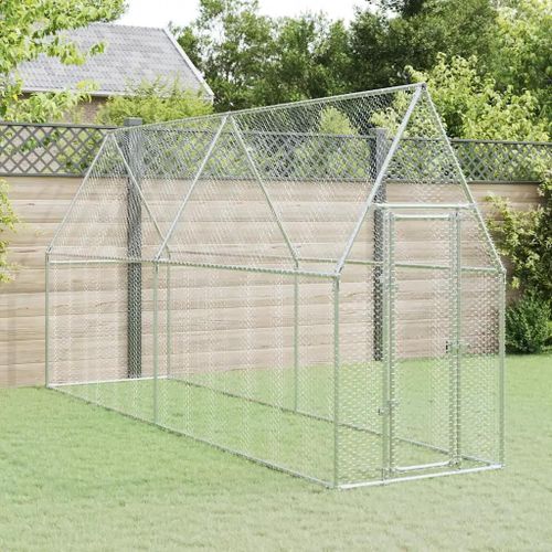 Vidaxl Cage Pour Poules Argenté 400x100x190 Cm Acier Galvanisé