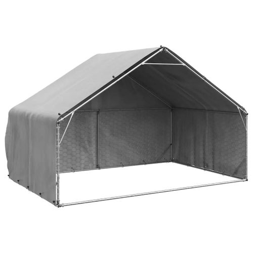 Vidaxl Chenil D'extérieur Pour Chiens Housse 3x2x1,9 M Acier Galvanisé