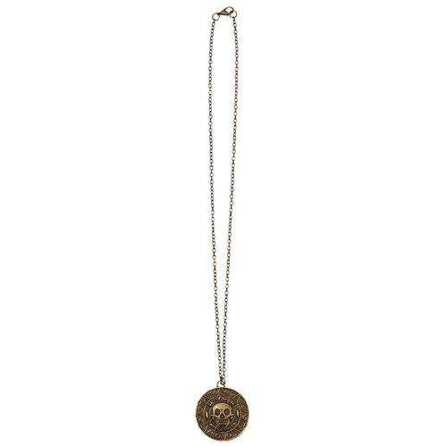 Collier Chaine Pendentif Amulette Pirate 3.5cm Or