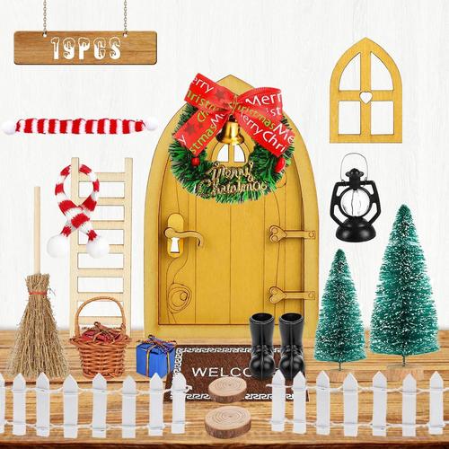 Porte Lutin Farceur de Noël,Accessoires Lutin Farceur Décoration de  Noël,Kit Lutin Farceur de Noël Bottes,Lampe à Huile,Arbre Noël