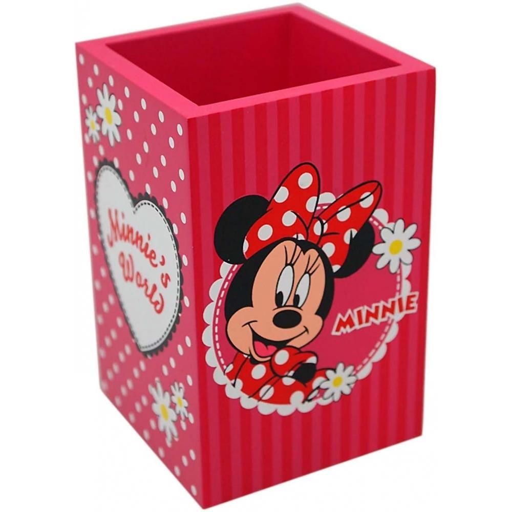 Disney Pot À Crayons En Bois Trousse À Crayons 11x7x7 Minnie Rouge