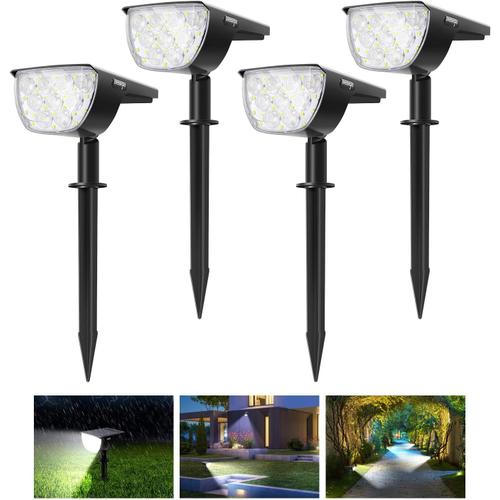 Lot De 4 Spots Solaires D'extérieur À 30 Led, Étanches Ip67, Réglables, Avec Panneau Solaire À 180°, Éclairage Extérieur À Énergie Solaire Pour Jardin, Cour, Allée, Allée