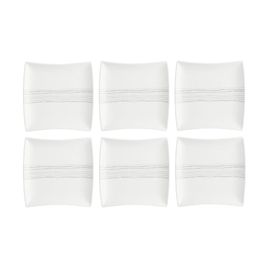 Set De 6 Assiettes À Dessert Carrée - 20 Cm X 20 Cm - Porcelaine
