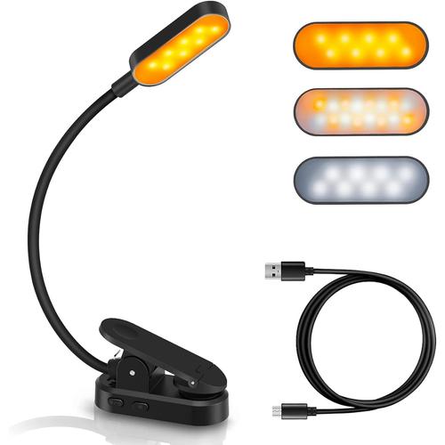 16 Led Lampe De Lecture Rechargeable Avec 9 Modes De Luminosité Et 3 Températures De Couleur, Lampe À Collet Flexible 360°