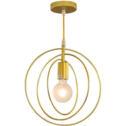 Luminaire Suspendu E27 Au Design Vintage Industriel, Éclairage De Plafond Rétro De 120 Cm De Longueur, Lustre En Métal Pour Chambre À Coucher, Salon, Couloir, Cuisine, Salle De Bain, Balcon (Or)