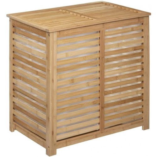 Panier à linge en bambou - Beige - L 60 x P 40 x H 58 cm - Cirila