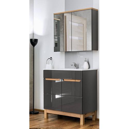 Ensemble Meuble Vasque + Miroir - Gris - 60 Cm - Cintra Grey