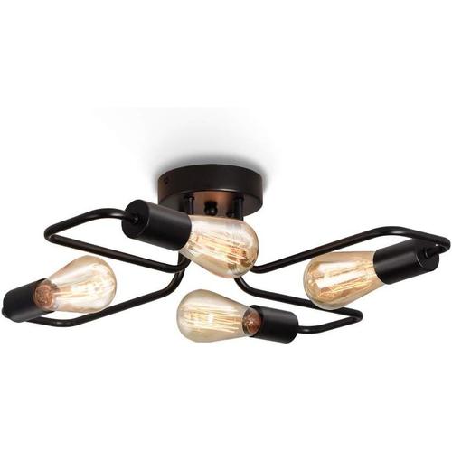 Lampes E27 Lumières Plafonnier Lutres Luminaire En Métal, Éclairage Plafonnier Industriel Vintage Pour Chambre Cuisine Salon Bar Café, Noir Sans Ampoule