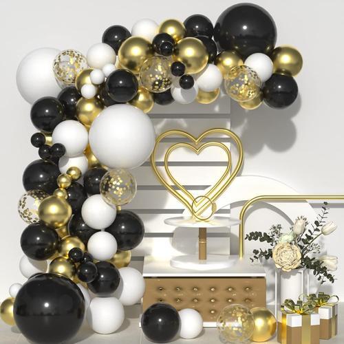 Ballons noirs et dorés pour décoration de fête du Nouvel An, bonne