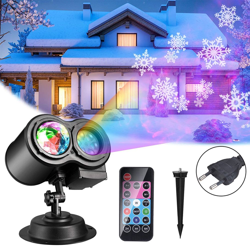 Lampe De Projecteur Led De Noël, 16 Feuilles De Projecteur, Effet De Vague D'eau, Éclairage Extérieur Étanche, Projecteur De Lumière De Noël Avec Télécommande Pour Les Vacances De Fête