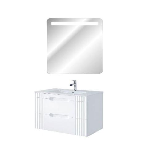 Meuble Vasque À Encastrer 100 Cm + Miroir Led Oceanie White