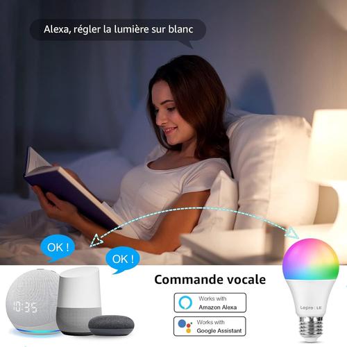 Ampoule connectée LED E27 9W 806Lm RGB Dimmable - compatible avec Alexa ou  Google Home - garantie 2 ans