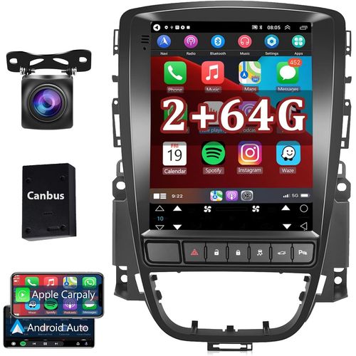 [2+64g] Carplay Car Radio For Opel Astra J/Buick Excelle 2009-2015,9.7 Inch Touchcreen Car Radio Bluetooth Hands-Free Con Android Auto/Gps/Wifi/Fm/Rds/Usb+Reversing Camera
