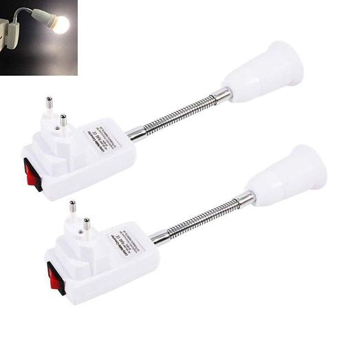 2pc (Sans Ampoule),Douille E27 Avec Interrupteur Pour Lampe Murale Cuisine, Ac 220v, Support Lampe Douille E27 À Poser, Spot Lampe Murale Sans Fil Pour Lampe De Lecture, Lampe De Garage (Blanc,20cm)