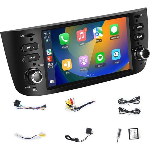 Compatible with wireless Carplay Android car radio 6.2 inch Android car radio with GPS,WiFi,SWC,BT,FM RDS,Mirror Link Compatible for Fiat Linea Punto Evo 2012-2015 Grande Linea 2007-2012