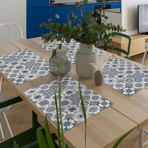 Set De Table Américain 4 Pièces En Plastique Lavable Made In Italy 48x33 Cm Set De Table Plastiqueen Pvc Couleur Bois Vintage Pour Le Petit Déjeuner Et Le Goûter Antitache,Antidérapant Et Ignifuge