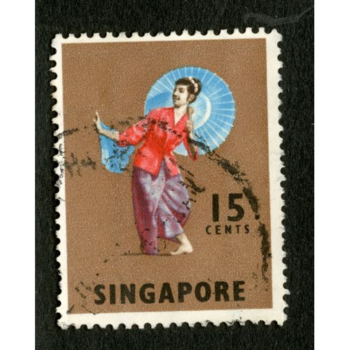 Timbre Oblitéré Singapore, 15 Cents