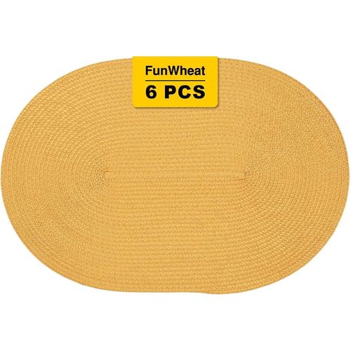Lot De 8 Sets De Table Ovales Tressés Pour Tables De Salle À Manger,Lavables Et Résistants À La Chaleur,Pour Intérieur Et Extérieur,30,5 X 45,7 Cm (Citrouille Ovale,8 Pièces)