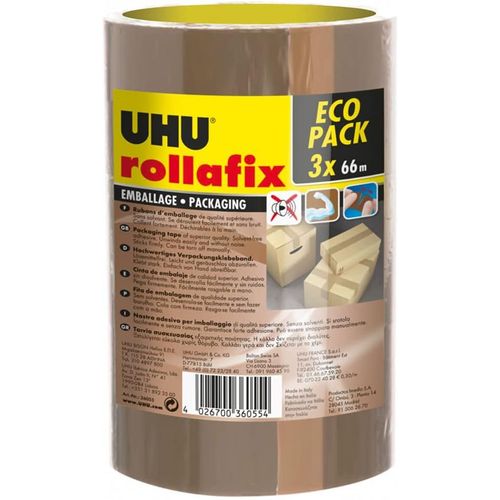 CLICKSELL-Rollafix - Rubans Adhésif D'Emballage Brun, Lot De 3 Rubans 66M X 50Mm
