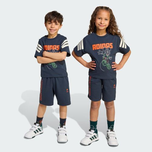 Ensemble T-Shirt Disney Mickey Mouse Enfants Adidas - Aurora Ink / Off White / Impact Orange - 4-5a
