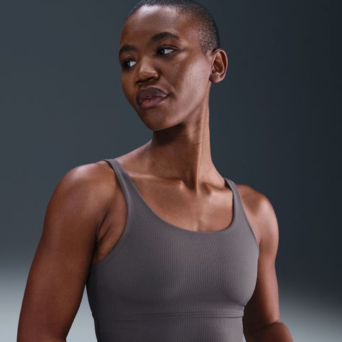 Brassière De Sport Longue Rembourrée À Maintien Léger Nike Zenvy Rib Pour Femme - Gris