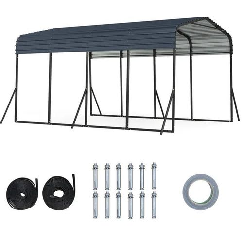 Costway Abri De Voiture Métallique 440 X 300 Cm Extérieur - Tente De Garage Avec Toit Rigide Pour Suv Bateaux Tracteurs Événements